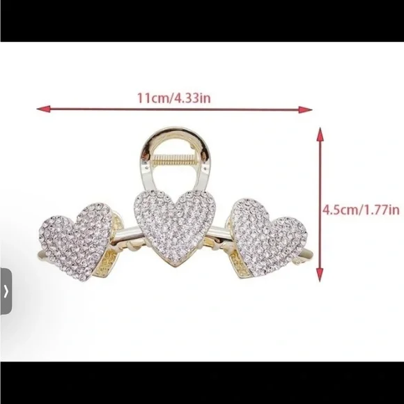 Elegant Gold Heart Hair Clip 2 Golden Hair Clip Heart 1 Rhinestone Hair Clip - Picture 5 of 9